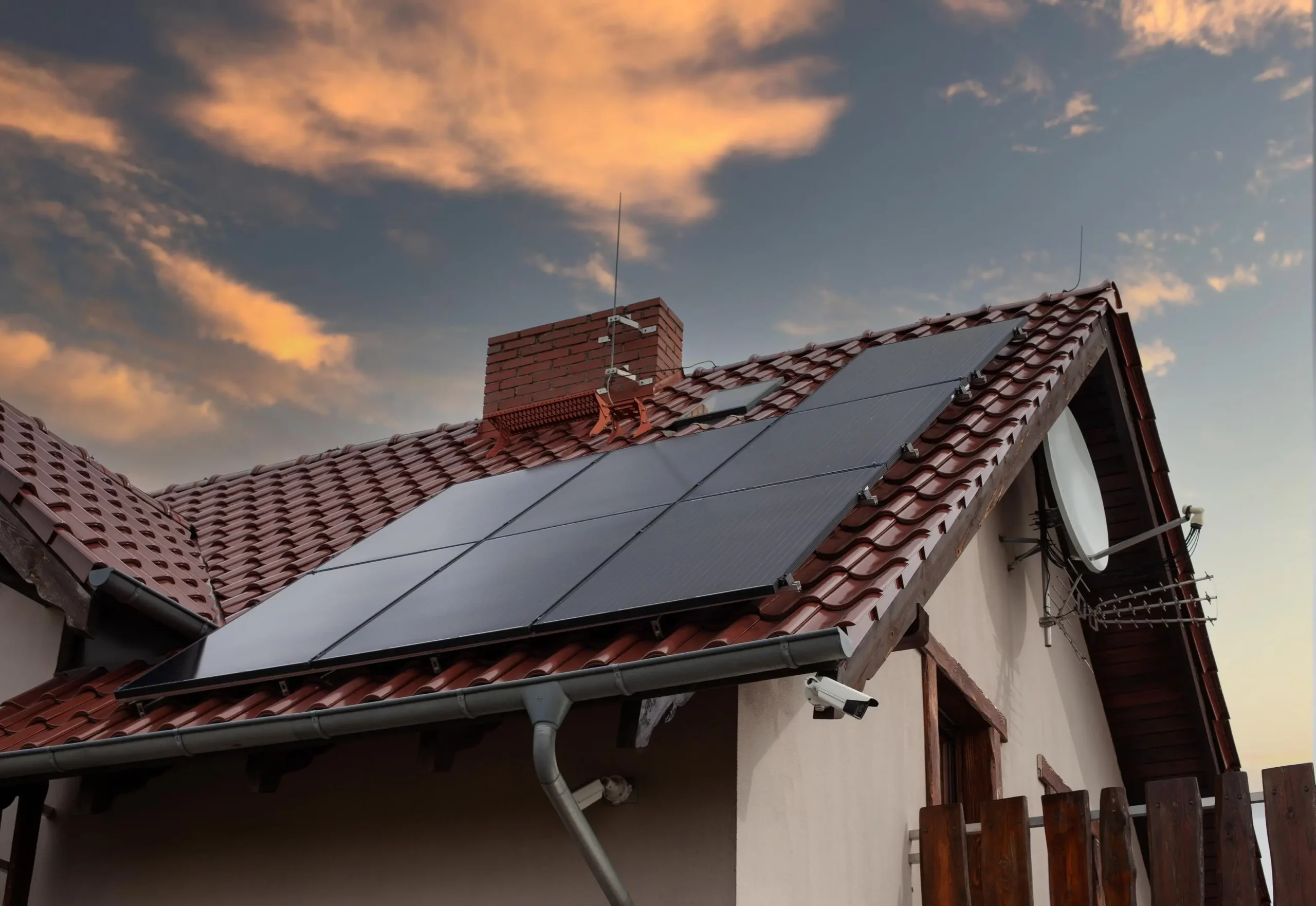 solar panels on red roof
